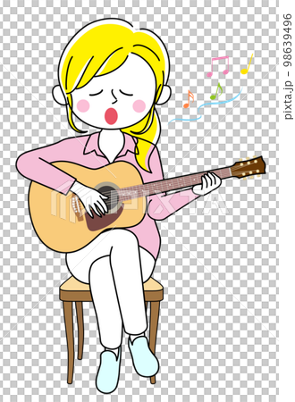 ギターで弾き語りする女性 ギターで弾き語りする女性 98639496