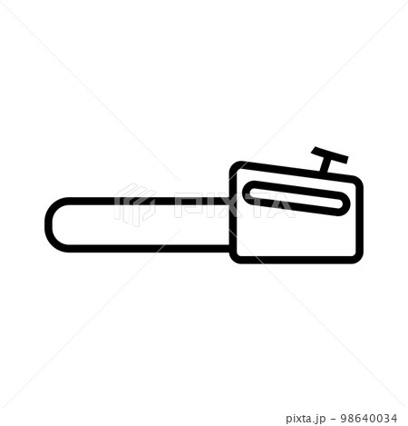 Electric saw icon line isolated on white background. Black flat thin icon on modern outline style. Linear symbol and editable stroke. Simple and pixel perfect stroke vector illustration Electric saw icon line isolated on white background. Black flat thin icon on modern outline style. Linear symbol and editable stroke. Simple and pixel perfect stroke vector illustration 98640034