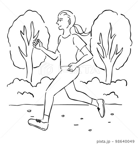 女性　ジョギング　背景 98640049