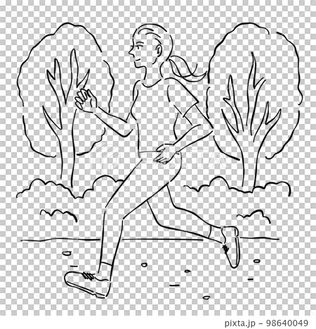 女性　ジョギング　背景 98640049