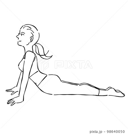 女性　アップドッグ　上向きの犬のポーズ　ヨガ 98640050