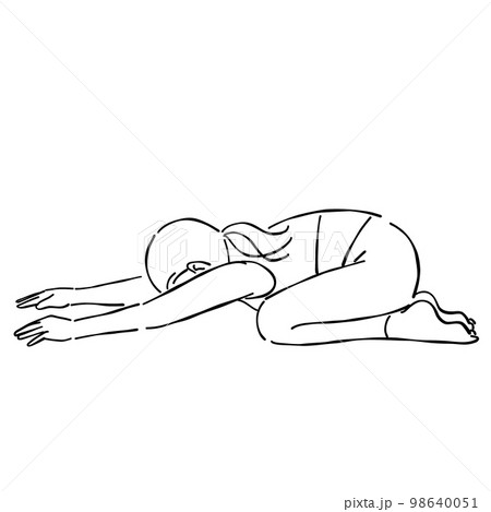 女性　チャイルドポーズ　子供のポーズ　ヨガ 98640051