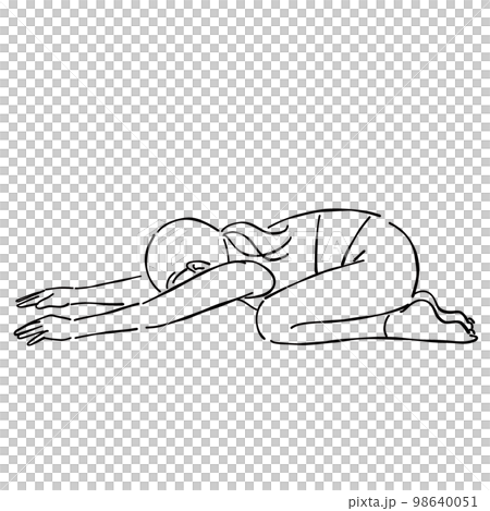 女性　チャイルドポーズ　子供のポーズ　ヨガ 98640051