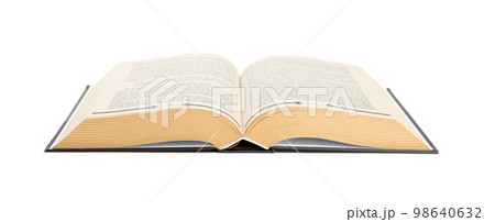 Open book on a white background. 98640632
