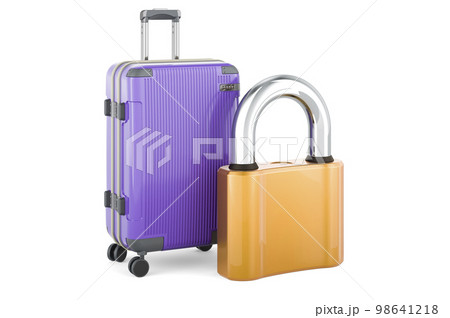 Luggage with padlock, 3D rendering Luggage with padlock, 3D rendering 98641218
