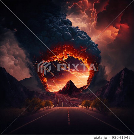 Road to hell eruption. Generative ai 98641945
