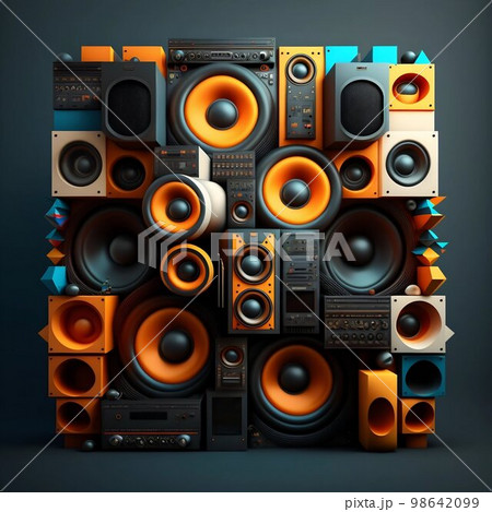 Big power sound speaker system. Generative Ai Big power sound speaker system. Generative Ai 98642099