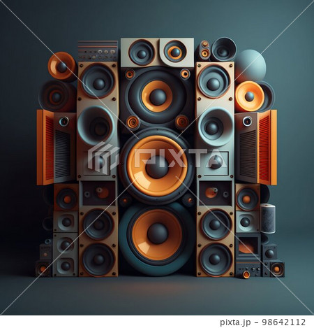 Big power sound speaker system. Generative Ai 98642112