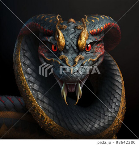 Snake closeup with beautiful eyes. Generative AI Snake closeup with beautiful eyes. Generative AI 98642280