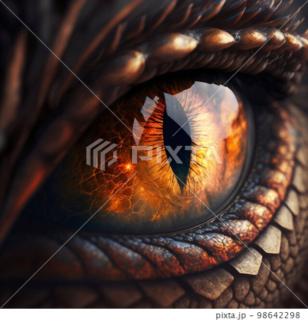 Dragon reptile eye closeup. Generative AI 98642298