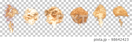 Collection of nuclear bomb explosions. Fire mushroom with smoke and flames on a transparent background 98642423