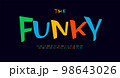 Funku playful alphabet, dynamic laidback letters, bright, colorful and vibrant font for uneven expressive logo, lively and cheerful headline, unique and cool typography. Vector typographic design 98643026