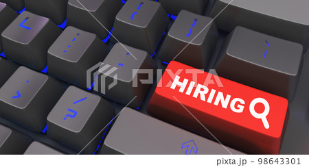 Black Keyboard with hiring job button 3d render image Black Keyboard with hiring job button 3d render image 98643301