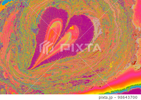 Abstract marble heart pattern texture. Traditional art of Ebru marbling Abstract marble heart pattern texture. Traditional art of Ebru marbling 98643700