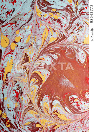 Abstract marble floral pattern texture. Traditional art of Ebru marbling 98643772