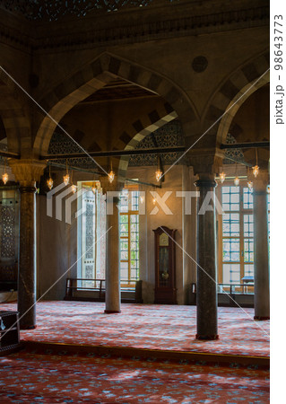 Interior of Mosque with a huge pillars and arches Interior of Mosque with a huge pillars and arches 98643773