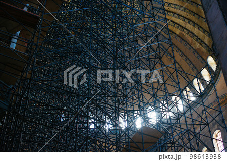 The Interior of the Hagia Sophia with columns Istanbul Turkey 98643938