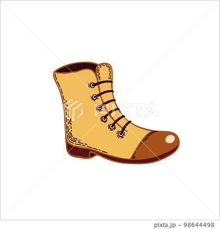 Boot. Men's shoes drawn in vector on a tablet. Brown shoe with laces on a white background. Suitable for printing, creativity 98644498