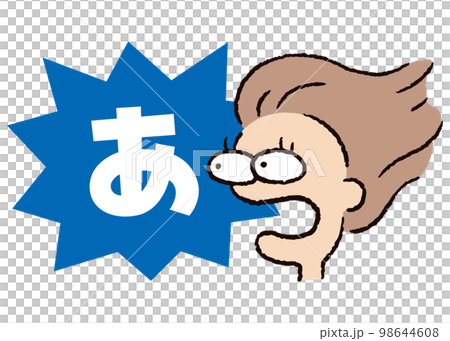 Person_Face_Surprised_Woman_Speech Bubble_Bakudan Blue_Serif White_A 98644608