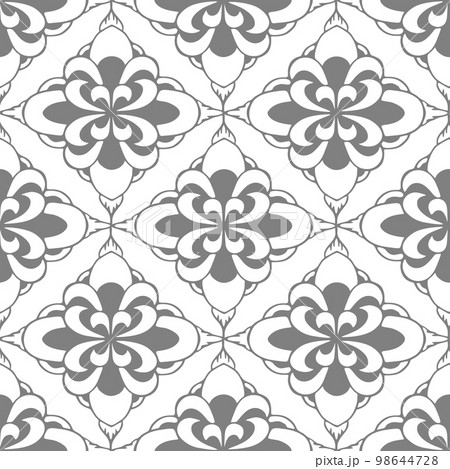 seamless tile pattern of abstract geometric gray elements on white background, texture, design 98644728