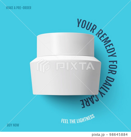 Cosmetic packaging plastic white jar of cream for cosmetology dermatology and beauty. Photorealistic 98645884