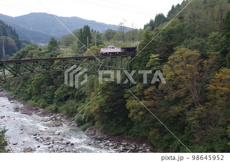 富山地方鉄道 千垣橋梁 工事列車デキ12021 98645952