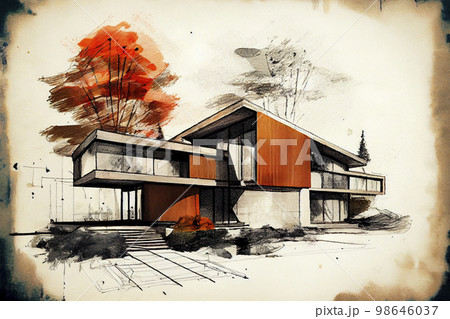Conceptual Architecture 近代建築の水彩画