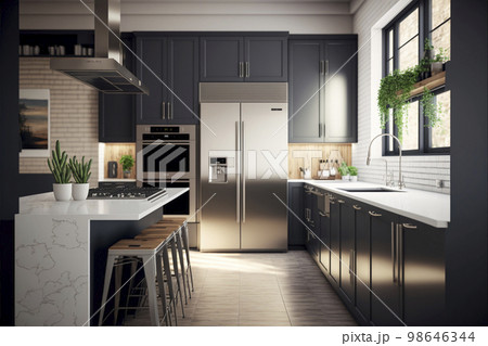 イメージ素材：モダンなキッチンのイメージ 98646344