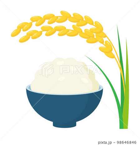 稲穂と白米ごはんのベクターイラスト。 稲穂と白米ごはんのベクターイラスト。 98646846