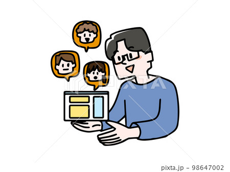 ユーザーの使用体験を調べるクリエイターの男性 ユーザーの使用体験を調べるクリエイターの男性 98647002