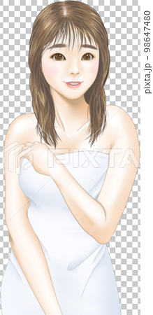 A woman wearing a bath towel A woman wearing a bath towel 98647480