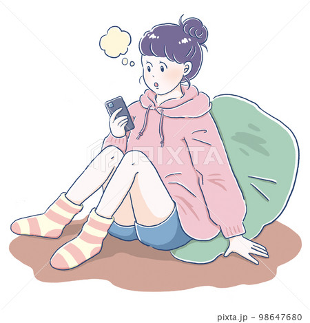 連絡を待っている女の子 98647680