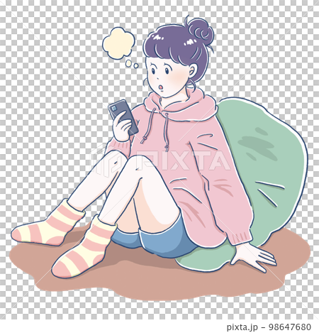 連絡を待っている女の子 98647680