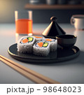 sushi set on plate, realistic illustration 98648023