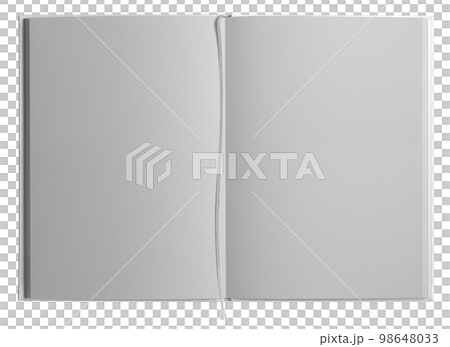 栞付きの白い本、見開きページの影なしテンプレート 栞付きの白い本、見開きページの影なしテンプレート 98648033