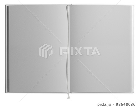 栞付きの白い本、見開きページの影付きテンプレート 栞付きの白い本、見開きページの影付きテンプレート 98648036