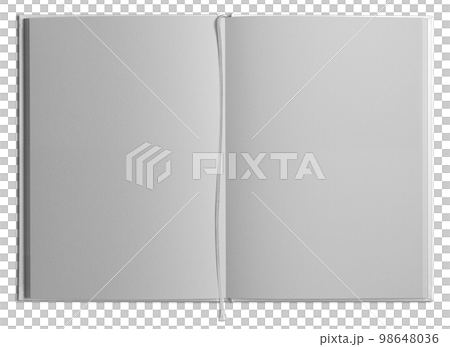 栞付きの白い本、見開きページの影付きテンプレート 栞付きの白い本、見開きページの影付きテンプレート 98648036