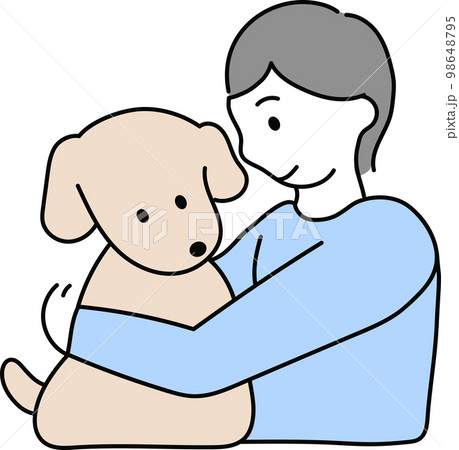 犬を抱く男性1 犬を抱く男性1 98648795