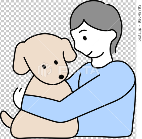犬を抱く男性1 犬を抱く男性1 98648795