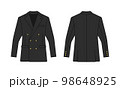 ダブルスーツ・ジャケット (上着) ベクターテンプレートイラスト ( 前面・背面) | ブラック 98648925