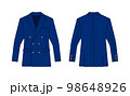 ダブルスーツ・ジャケット (上着) ベクターテンプレートイラスト ( 前面・背面) | 青・紺 98648926