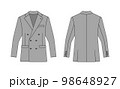 ダブルスーツ・ジャケット (上着) ベクターテンプレートイラスト ( 前面・背面) | グレー 98648927