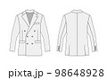ダブルスーツ・ジャケット (上着) ベクターテンプレートイラスト ( 前面・背面) | ホワイト 98648928
