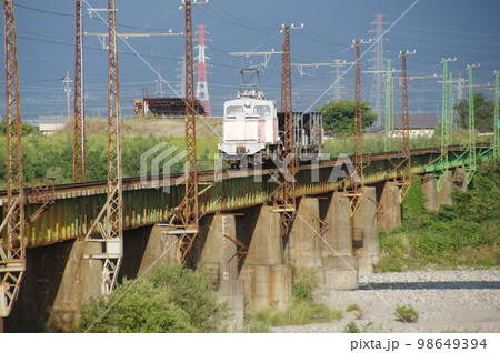 富山地方鉄道 常願寺川鉄橋 工事列車デキ12021 富山地方鉄道 常願寺川鉄橋 工事列車デキ12021 98649394