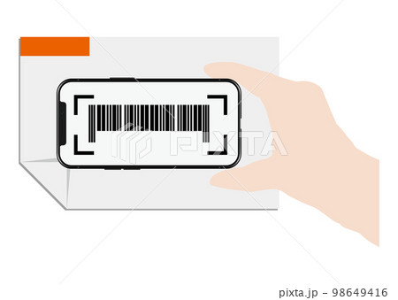 請求書にスマホをかざす手 98649416