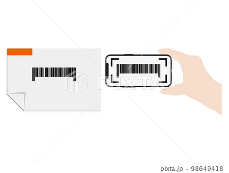 請求書にスマホをかざす手 98649418