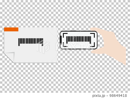 請求書にスマホをかざす手 98649418