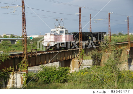 富山地方鉄道 常願寺川鉄橋 工事列車デキ12021 98649477