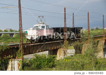 富山地方鉄道 常願寺川鉄橋 工事列車デキ12021 98649480