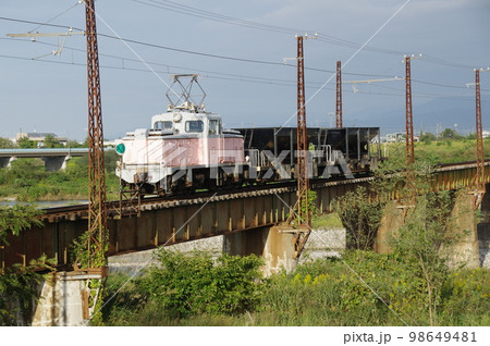 富山地方鉄道 常願寺川鉄橋 工事列車デキ12021 98649481